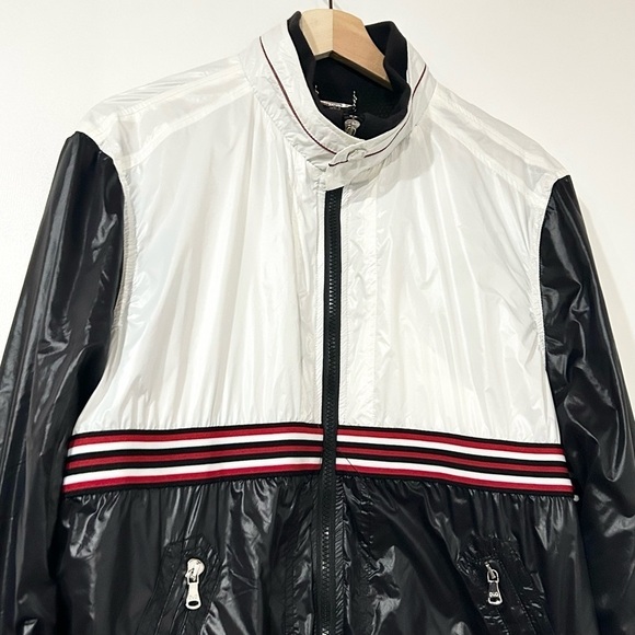 Dolce & Gabbana Track Light Nylon Bomber Jacket Racer Stripe Black White IT 54 - Picture 2 of 10